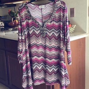 Avenue Purple Chevron Tunic Top